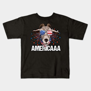 Patriotic Goat 4th of July Boys Funny Goat America Kids T-Shirt